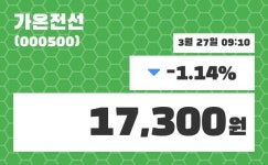 가온전선 주가오늘시세 외 주식시황.... 27일  현재 17300원
