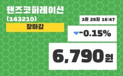 (28일공감마감증시)핸즈코퍼레이션 6790원 마감