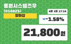 (3일주가마감정보)동원시스템즈우 21800원 마감