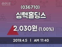 심텍홀딩스 주가종목 그래프 5일  현재 2030원