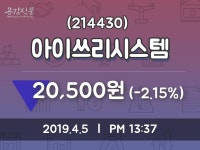 아이쓰리시스템 주가정보 5일  현재 20500원