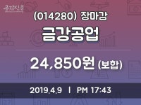 (9일마감증시) 금강공업 주가 24850원으로 장 마감