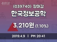(9일마감증시)한국정보공학 3210원 마감