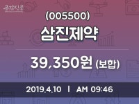삼진제약주가 4월 10일 현재 39350원