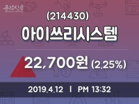 4월 12일   아이쓰리시스템 오늘시세