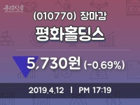 (12일마감정보) 평화홀딩스 주가 5730원으로 장 마감
