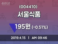 서울식품 주가증권투자정보 15일  현재 195원
