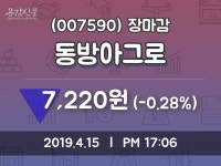 (15일마감증시)동방아그로 7220원 마감