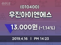 우진아이엔에스 주가및 증권시세 16일  현재 13000원
