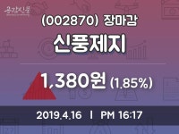(16일마감증시) 신풍제지 주가 1380원으로 장 마감