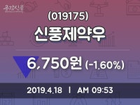 신풍제약우주가 4월 18일 현재 6750원