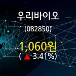 우리바이오 주가및 증권시세 19일  현재 1060원