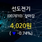 (23일주가마감정보) 선도전기 주가 4020원으로 장 마감