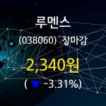(25일마감정보)루멘스 2340원 마감