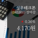 (25일주가마감정보) 성우테크론 주가 4170원으로 장 마감