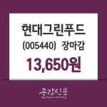 (26일마감주가정보)현대그린푸드 13650원 마감