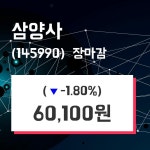 (3일주가마감정보)삼양사 60100원 마감