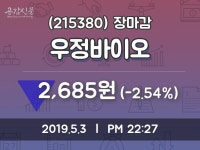 (3일마감증시) 우정바이오 주가 2685원으로 장 마감