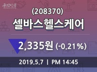 셀바스헬스케어 주가오늘시세 7일  현재 2335원