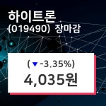 (7일주가마감정보) 하이트론 주가 4035원으로 장 마감