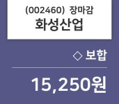 (8일마감정보) 화성산업 주가 15250원으로 장 마감