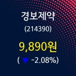 경보제약 주가정보 13일  현재 9890원