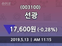 선광 주가종목 그래프  외 증시동향.... 13일  현재 17600원