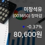 (16일마감정보) 미창석유 주가 80600원으로 장 마감