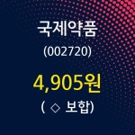 동향약품취급소 | 국제약품 주가오늘시세 외 매매동향... 20일 현재 4905원