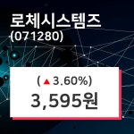 로체시스템즈 주가증권투자정보 및 증권정보와 종목동정 20일  현재 3595원