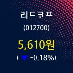 리드코프 주가오늘시세 및 증권정보와 종목동정 7일  현재 5610원