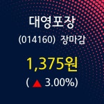 (11일주가마감정보) 대영포장 주가 1375원으로 장 마감