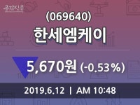 6월 12일   한세엠케이 종목 그래프