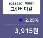 (21일주가마감정보)그린케미칼 3915원 마감