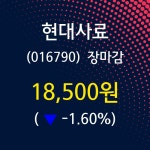 (21일주가마감정보) 현대사료 주가 18500원으로 장 마감