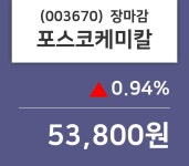 (27일마감주가정보) 포스코케미칼 주가 53800원으로 장 마감