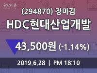 (28일마감주가정보)HDC현대산업개발 43500원 마감