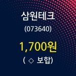 삼원테크 주가증권그래프 15일  현재 1700원