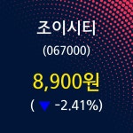 조이시티 주가정보 16일  현재 8900원