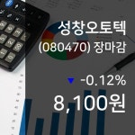 (19일주식장마감동향)성창오토텍 8100원 마감