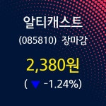 (23일마감주가정보)알티캐스트 2380원 마감
