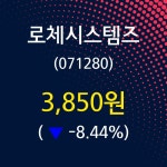 로체시스템즈 주가오늘시세 및 증권정보와 종목동정 29일  현재 3850원