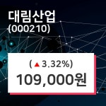 대림산업 주가증권그래프  외 주식시황.... 31일  현재 109000원