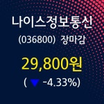 (1일장마감매매동향)나이스정보통신 29800원 마감
