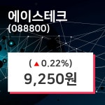 에이스테크주가(088800), 8월 6일 현재 9250원 정보 및 주식시황..