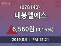 대봉엘에스 주가및 증권시세  및 증권정보와 종목동정, 9일 현재 6560원