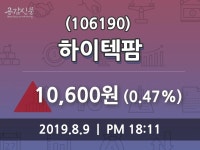 (9일상장기업 장마감정보) 하이텍팜 주가 10600원으로 장 마감