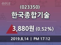 (14일코스닥코스피 마감정보)한국종합기술 3880원 마감