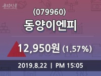 동양이엔피 주가(079960)오늘시세 및 주식시황, 22일 오늘 가격 12950원