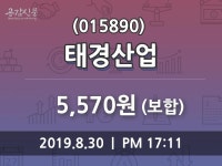 (30일증시종목 마감동향)태경산업 5570원 마감